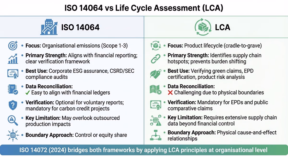 ISO 14064 vs LCA Framework Comparison for ESG Compliance
