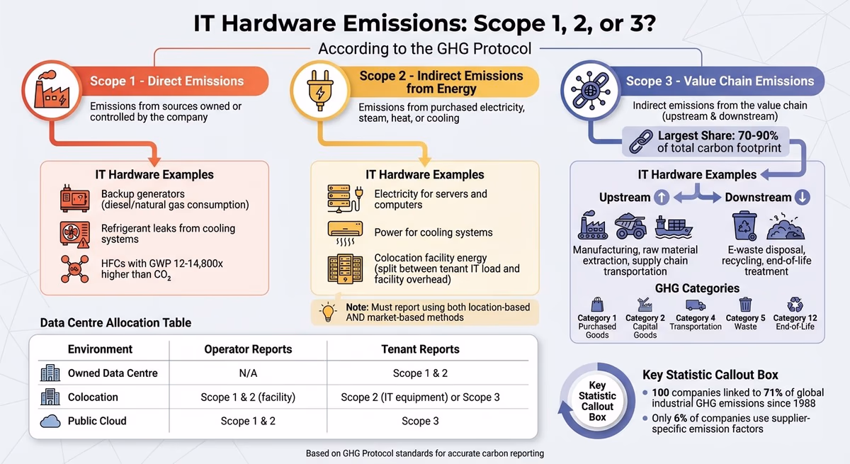IT Hardware Emissions Classification Guide: Scope 1, 2, and 3 Breakdown