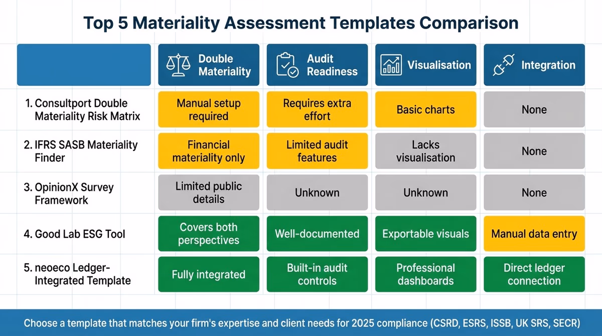 Materiality Assessment Templates Comparison: Features and Capabilities 2025