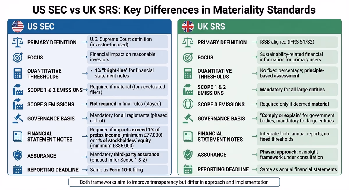 US SEC vs UK SRS Materiality Standards Comparison